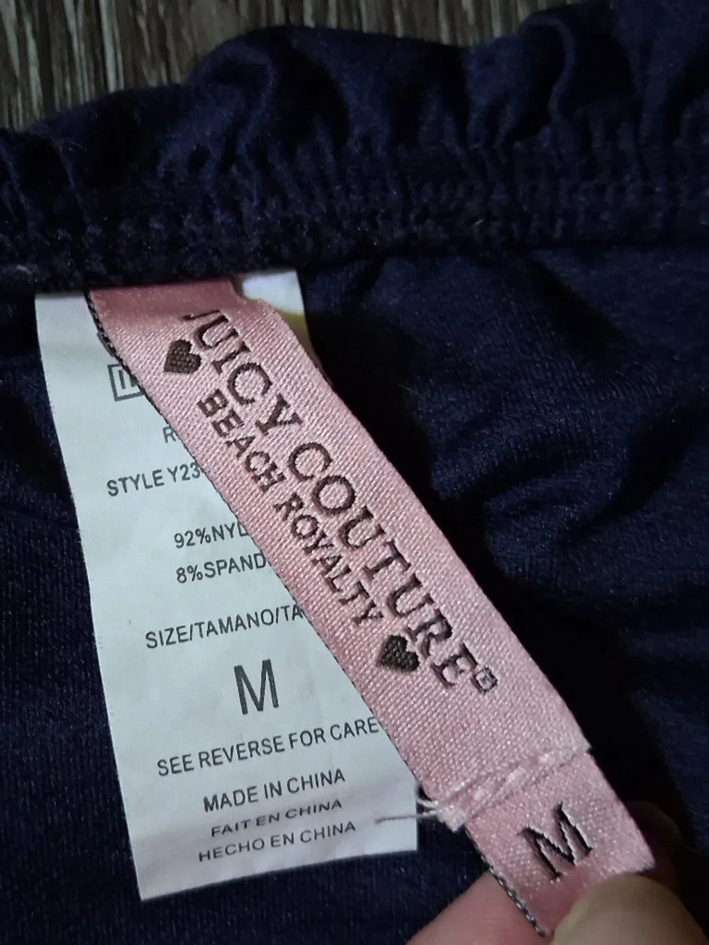 Y2K Juicy Couture Navy Ruffle Strapless Bikini Small Top Medium Bottom New